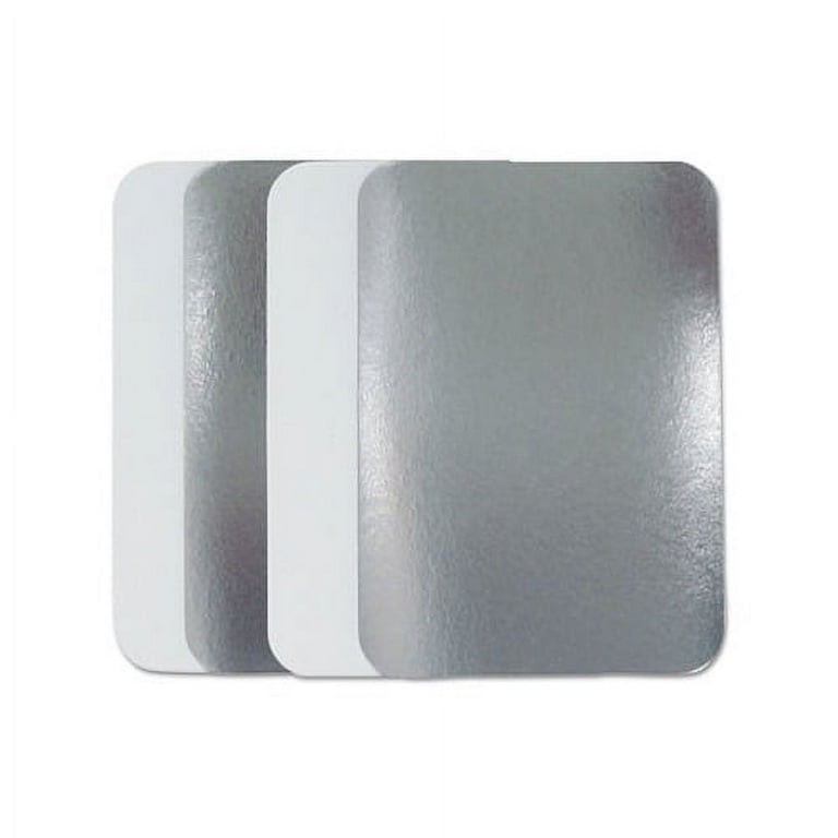 Flat Board Lids, For 1.5 lb Oblong Pans, Silver, Paper, 500 /Carton Flat Board Lids, For 1.5 lb Oblong Pans, Silver, Paper, 500 /Carton