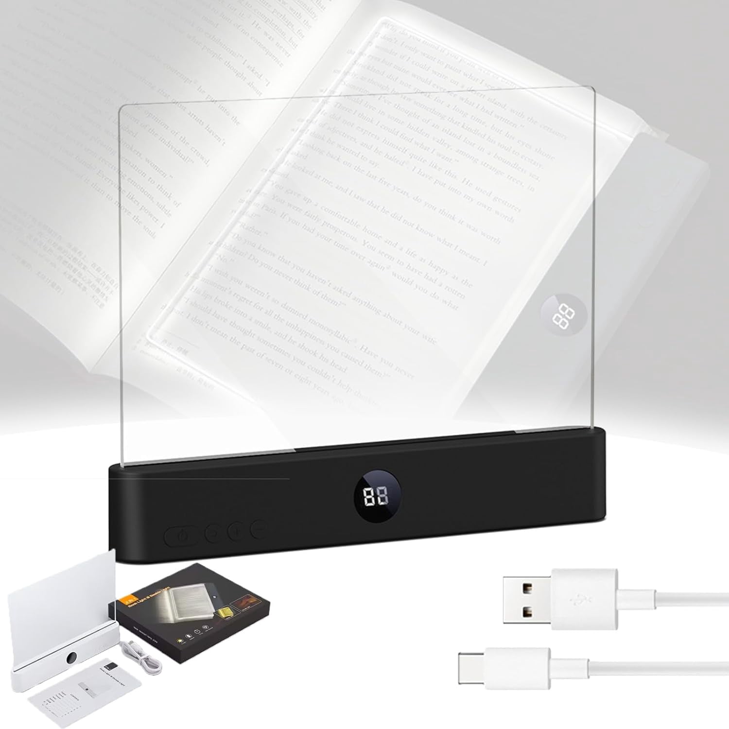 Book Ruler Light Flat Book Light, 2026 Upgraded Smart LED Reading Light with 3 Colors ...