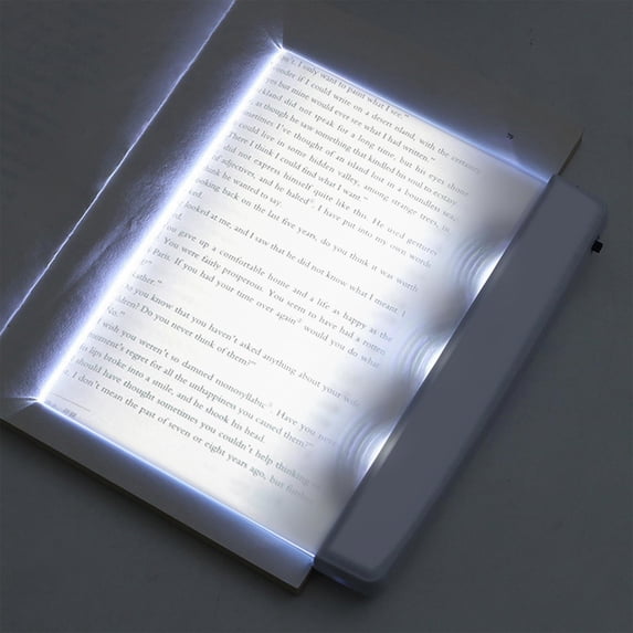 Flat Book Light Page Book Light for Reading in Bed at Night Clear LED Book Full Page Light Illuminator Panel Plate Lamp Board Wireless 6.7"x5.7" White