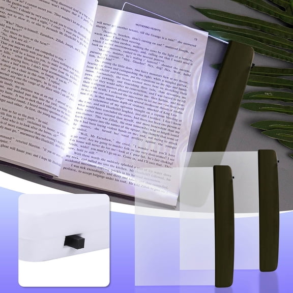 Flat Book Light Page Book Light for Reading in Bed at Night Clear LED Book Full Page Light Illuminator Panel Plate Lamp Board Wireless (Powered by 3 AAA batteries (NOT Included) )