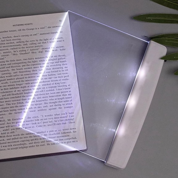 Flat Book Light Page Book Light for Reading in Bed at Night Clear LED Book Full Page Light Illuminator Panel Plate Lamp Board Wireless