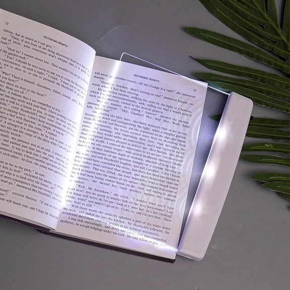 Flat Book Light Page for Reading in Bed at Night Clear LED Full Illuminator Panel Plate Lamp Board Wireless (White)