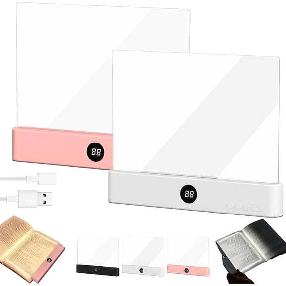Flat Book Light without Battery,1200mAh Rechargeable & Dimmable Full-Page Reading Light,Features 3 Eye-Protecting Colors (Warm/Neutral/White Light) and Smart Timer,Perfect Portable Clip Lamp