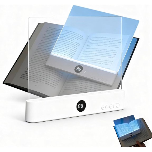 Flat Book Light without Battery,Rechargeable Dimmable Panel Light for Readers,3 Adjustable Colors (White,Neutral,Warm),Clear HD Lens,Long-Lasting 1200mAh,Clip-On Night Light with Auto Timer
