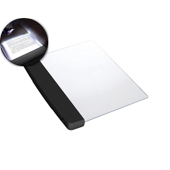 Flat Book Lights for Reading, LED Book Reading Light Flat Plate Book Light Book Full Page Light Portable Illuminator Panel Plate Lamp Board Wireless Eye Protection for Home Bedroom