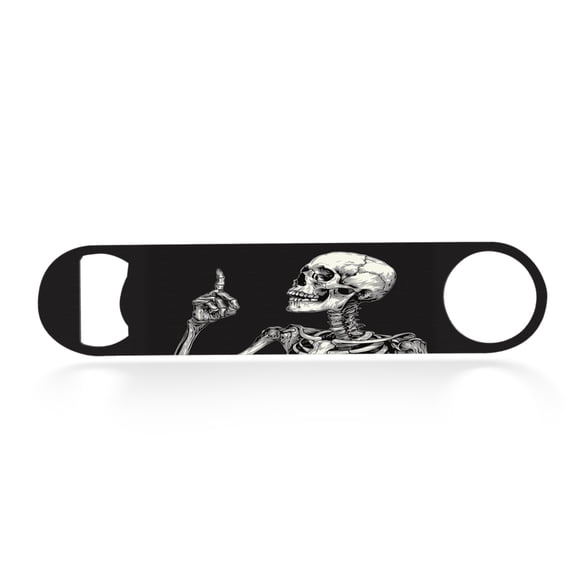Flat Bottle Opener Heavy Duty Stainless Steel Bottle Opener Beer Flask Tools ​for Kitchen Bar Restaurant, 7 Inch - Skeleton Pointing Skyward with A Distinctive Gesture