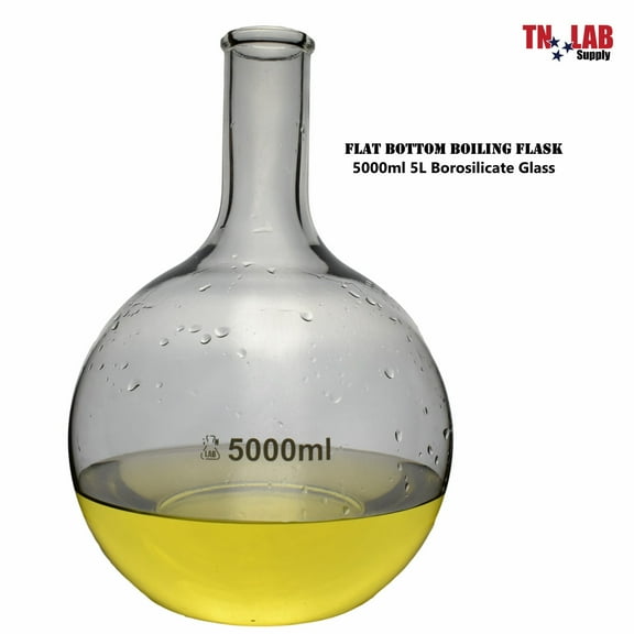 Flat Bottom Boiling Flask Florence Flask Borosilicate Glass 5000ml 5L