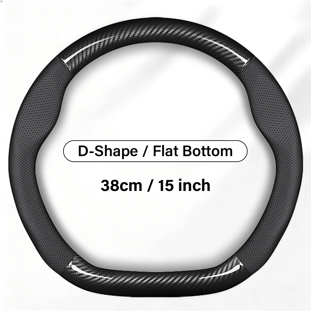 Flat Bottom Steering Wheel Cover For Volkswagen VW Golf Polo Tiguan Passat Jetta Golf Car Accessories Carbon Fiber Leather Non-Slip Steering Wheel Protector - Breathable, Wear-Resistant, Four Seasons