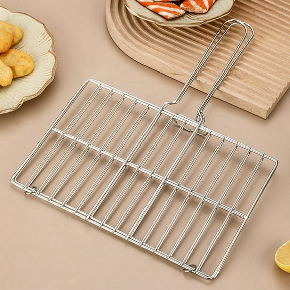 Flat Braai Grid Securely Holds Food for Grilling Outdoor Cooking Barbecue BBQ S