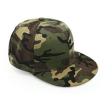 Flat Brim Cap, Army Military Camo Baseball Cap Camouflage Hip Hop Flat Bill Plain Snapback Hats Flat Brim Green