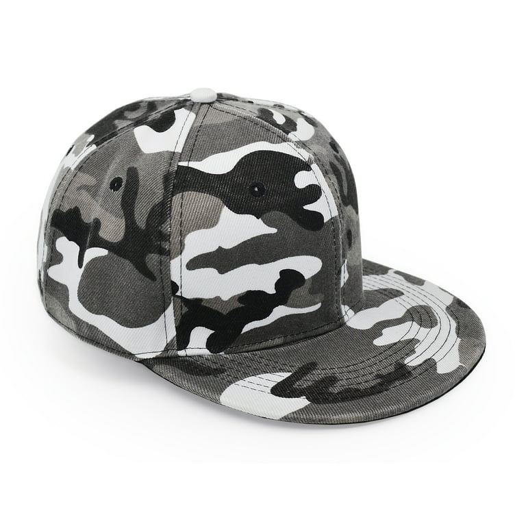 Flat Brim Cap Army Military Camo Baseball Cap Camouflage Hip Hop Flat Bill Plain Snapback Hats Flat Brim Grey Walmart
