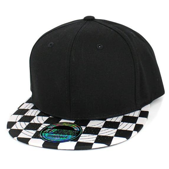 Flat Brim Checkered Multi Color Snapback Hat Blank Cap Flat Visor