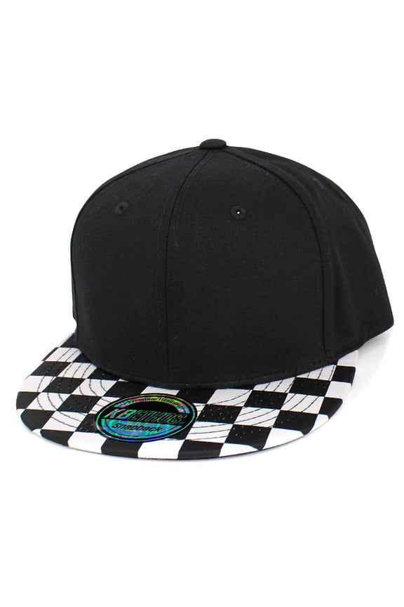 Flat Brim Checkered Multi Color Snapback Hat Blank Cap Flat Visor