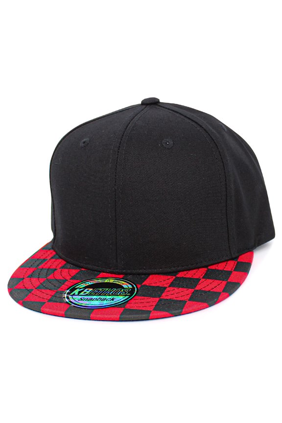 Flat Brim Checkered Multi Color Snapback Hat Blank Cap Flat Visor