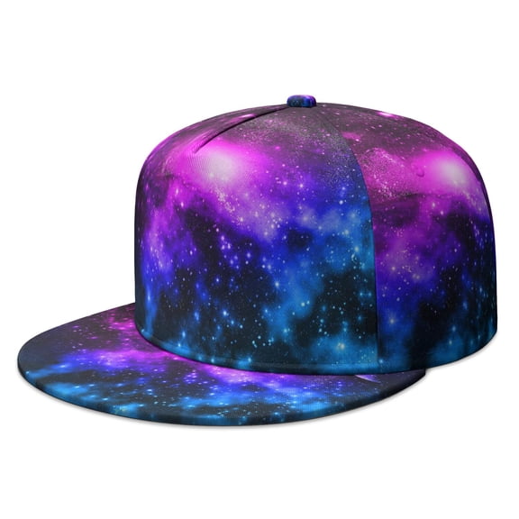 Flat Brim Galaxy Hat – Space & Sun Design, Adjustable Snapback for Boys, Men, Outdoor Activities & Sports