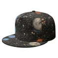 thumbnail image 1 of Flat Brim Snapback Hat - Nebula Cosmic Sci-fi Lovers Space Geek Star Moon Sun Rocket Design, 1 of 6