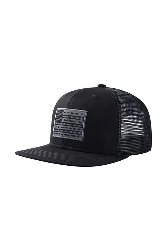 Flat Brim Trucker Cap Adjustable Snapback Hat Mesh Back for Men Women