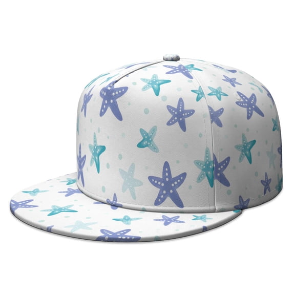 Flat Brim Trucker Cap Starfish Adjustable Brim High Top End Trendy Color Style Baseball Cap for Men Women