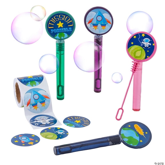 Flat Bubble Tubes with Outer Space Stickers - 25 Pieces