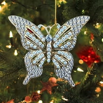 Flat Butterfly Christmas Hanging Decorations - Acrylic Butterfly Ornaments, Festive Christmas Home Decor, Souvenir Gifts, Colorful Butterfly Xmas Tree Ornament, 3*3.5in/7.6*9cm, E