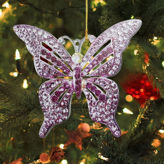 Flat Butterfly Christmas Hanging Decorations - Acrylic Butterfly Ornaments, Festive Christmas Home Decor, Souvenir Gifts, Colorful Butterfly Xmas Tree Ornament, 3*3.5in/7.6*9cm, G