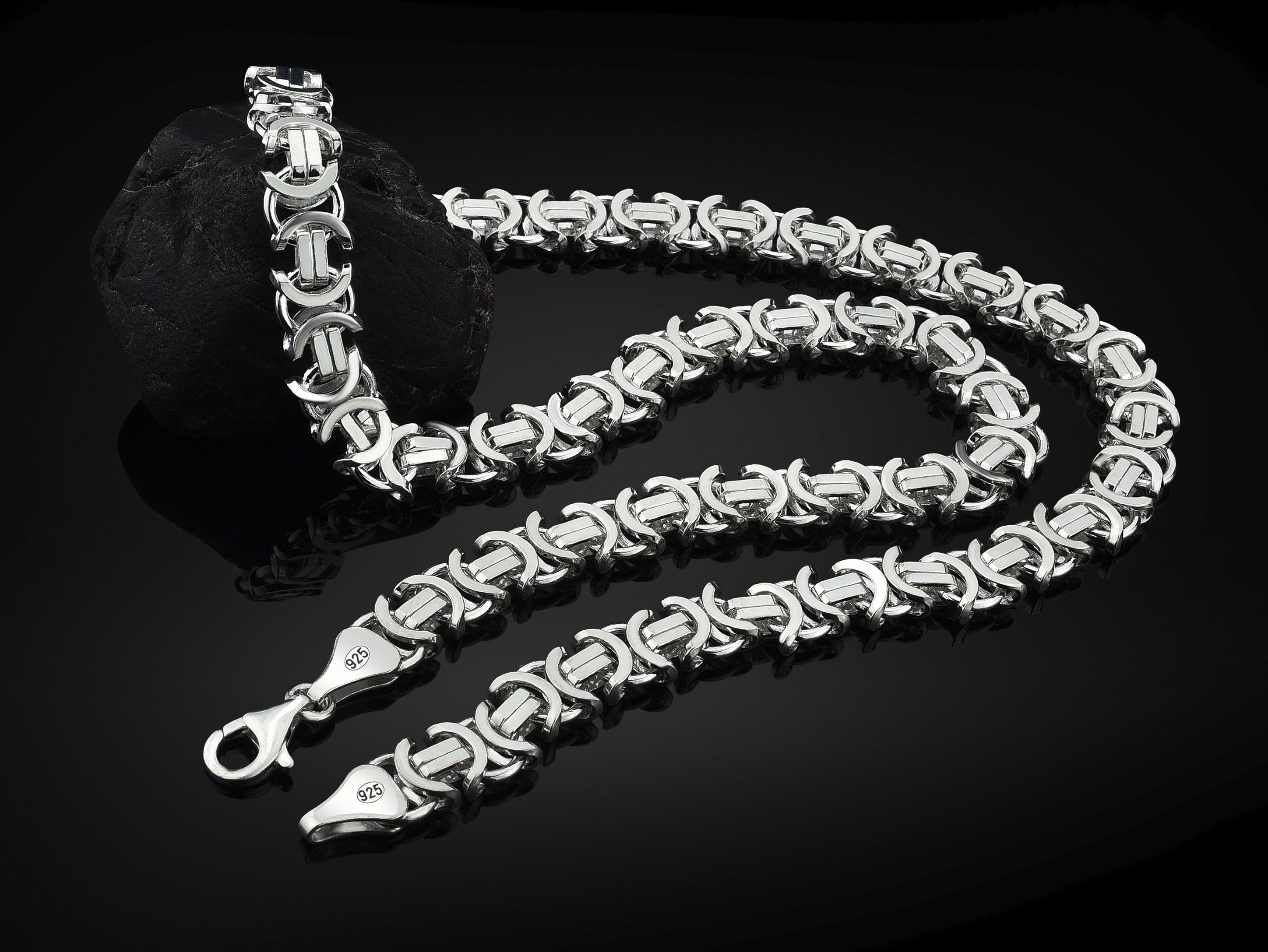 11mm Mens 925 Sterling Silver Byzantine Chain Necklace 118g 26 Inch