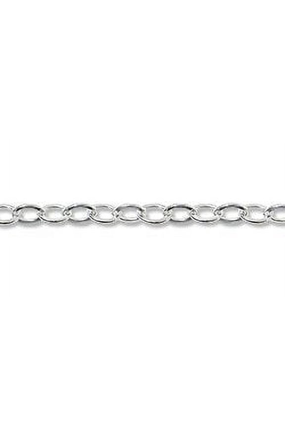 Flat Cable Link Chain 1.3mm Sterling Silver (Priced per Foot) -