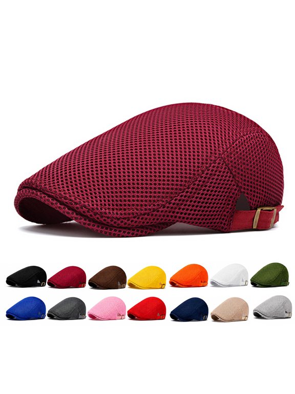 Flat Caps Hats for Men,Men's Mesh Flat Cap,Breathable Newsboy Hat