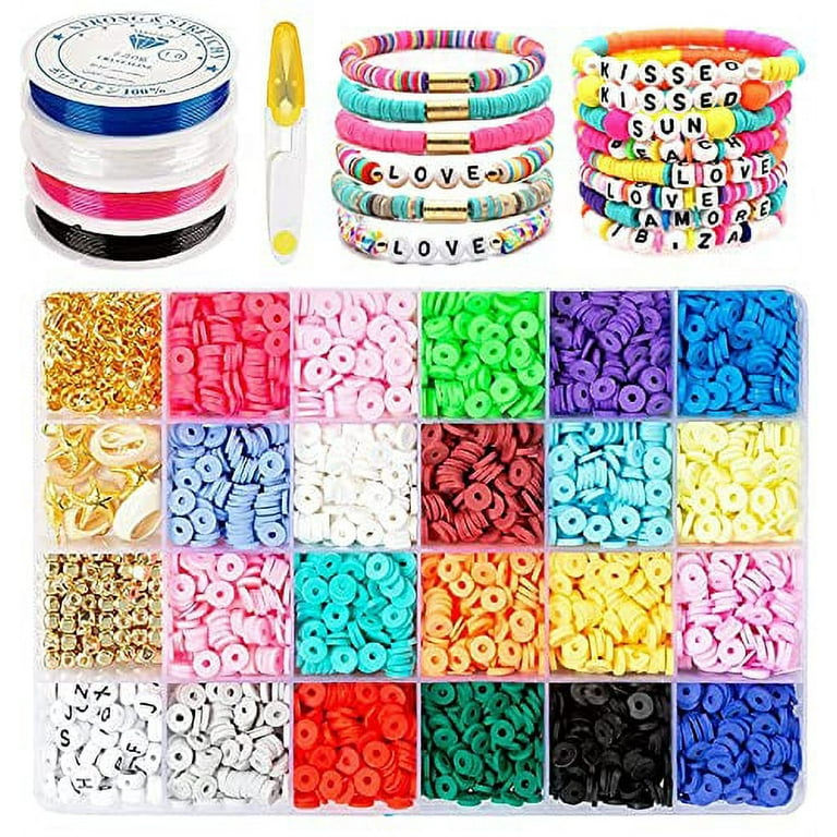 4937Pcs Clay Beads for Bracelet Making with 6mm 18 Colors Flat Round  Bracelet Polymer Clay Beads Spacer Heishi Beads for Jewelry Making Kit with