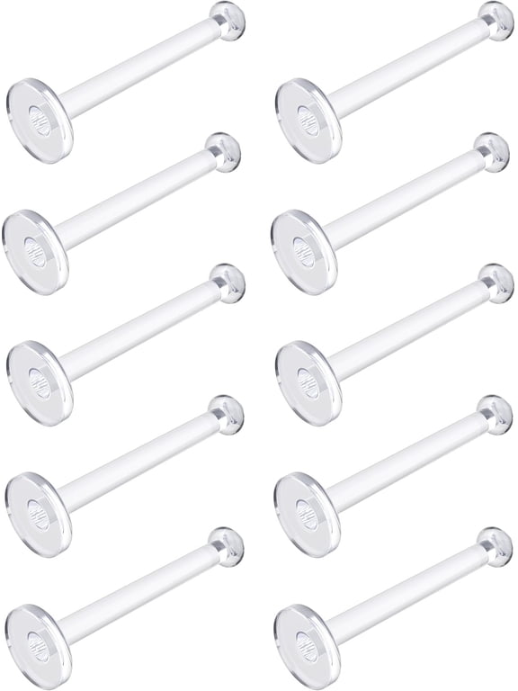 Flat Clear Tongue Ring For Work, - 14g Flat Tongue Rings For Women - 16mm (5/8) Flexible Straight Barbell Bioflex Plastic Tongue Rings Retainer Spacers (10pcs)