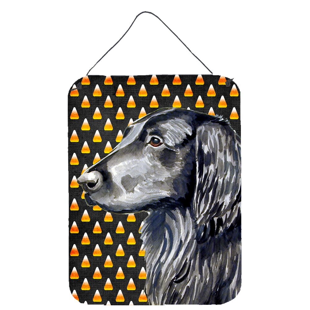 Flat Coated Retriever Candy Corn Halloween Portrait Wall or Door Hanging Prints