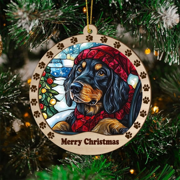 Flat Coated Retriever Christmas Dog Ornament, Flat Coated Retriever Dog Stained Glass, Flat Coated Retriever Dog Suncatcher Gift Christmas Tree Decor, Xmas Gifts