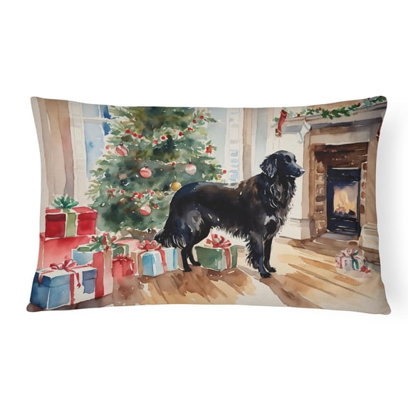 Flat-Coated Retriever Cozy Christmas Throw Pillow 12 in x 16 in