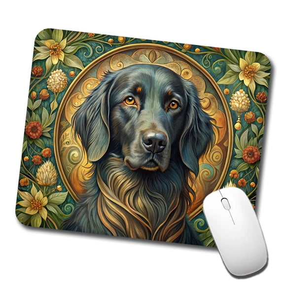Flat Coated Retriever Dog Art Nouveau Mouse Pad Low Profile Gaming Mat