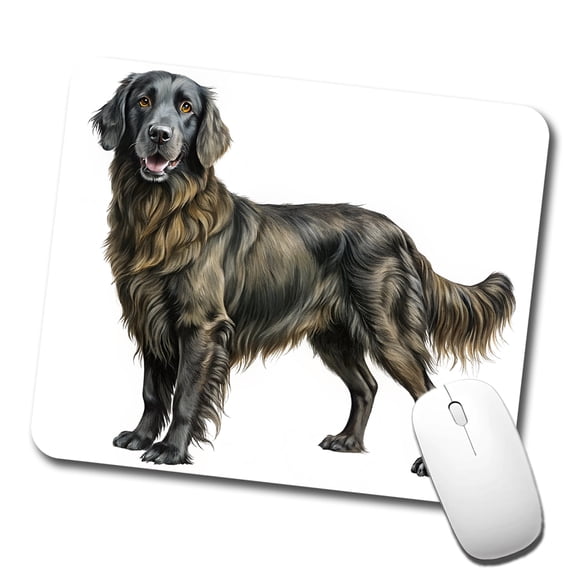 Flat Coated Retriever Dog Illustration Mouse Pad Low Profile Gaming Mat