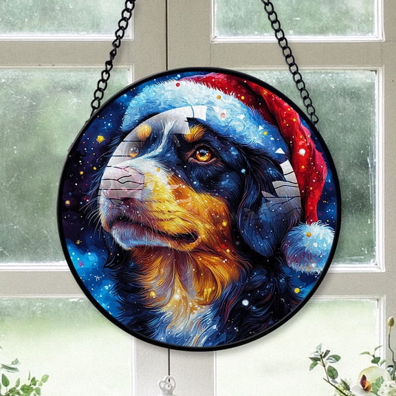 Flat Coated Retriever Dog Ornament Christmas 2025 - Flat Coated Retriever Dog Christmas Stained Glass SunCatcher for Window , Dog Christmas, Xmas Gifts, Christmas Keepsake