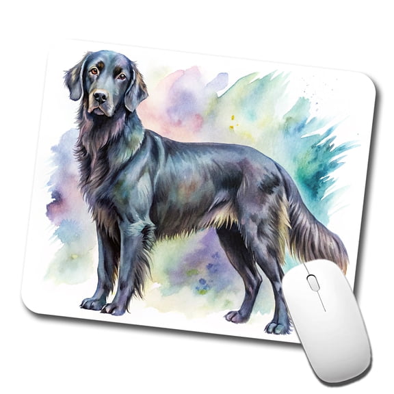 Flat Coated Retriever Dog Watercolor Style Mouse Pad Low Profile Gaming Mat