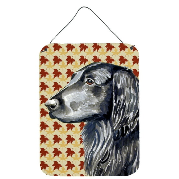 Flat Coated Retriever Fall Leaves Portrait Wall or Door Hanging Prints