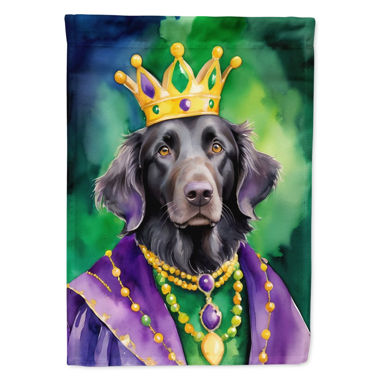 Flat-Coated Retriever King of Mardi Gras House Flag 28 in x 40 in