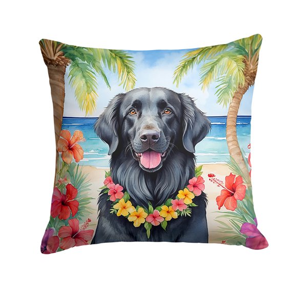 Flat-Coated Retriever Luau Throw Pillow 18 in x 18 in