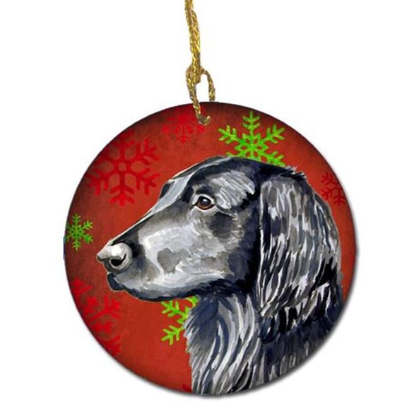 Flat Coated Retriever Red Snowflake Holiday Christmas Ceramic Ornament