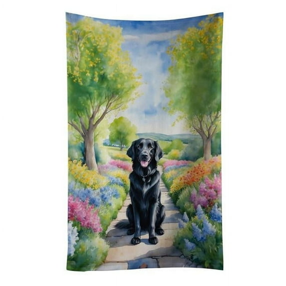 Flat-Coated Retriever Spring Path Kitchen Towel