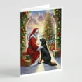 thumbnail image 1 of Flat-Coated Retriever and Santa Claus Greeting Cards Pack of 8 7 in x 5 in, 1 of 3