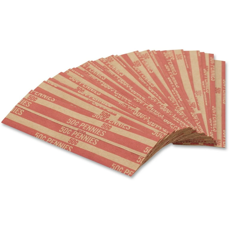 Flat Coin Wrappers, Pennies, $.50, 1000 Wrappers/Box Flat Coin Wrappers, Pennies, $.50, 1000 Wrappers/Box