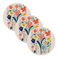 Flat Color Flowers Trivet Mats Round Pot Holders Hot Pads Set of 3 Heat
