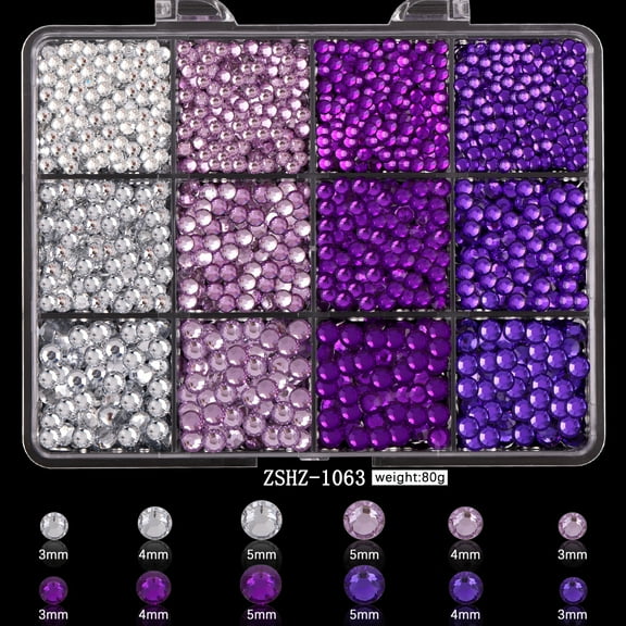 Flat Colorful Resin Rhinestones Decorative Nail Art Accessories, 1 Box