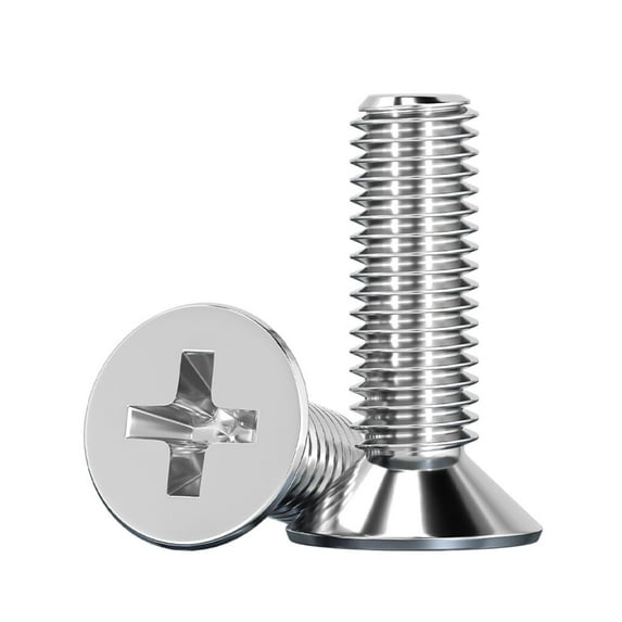 Flat Countersunk Head Machine Screws, Phillips Drive, 304 Stainless Steel 18-8, Full Thread