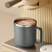 Flat Cover 304 Stainless Steel Coffee Mug 400ml Double Wall Vacuum Insulated Mug with Handle and Lid Portable Thermal Travel Cup for Hot and Cold Drinks Office Home Easy Clean