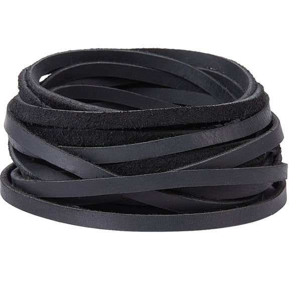 Flat Cowhide Leather Jewelry Cord Jewelry DIY Making Material Black 5x2mm