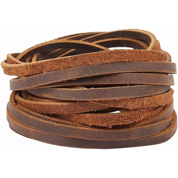 Flat Cowhide Leather Jewelry Cord Jewelry DIY Making Material Sienna 5x2mm DIY